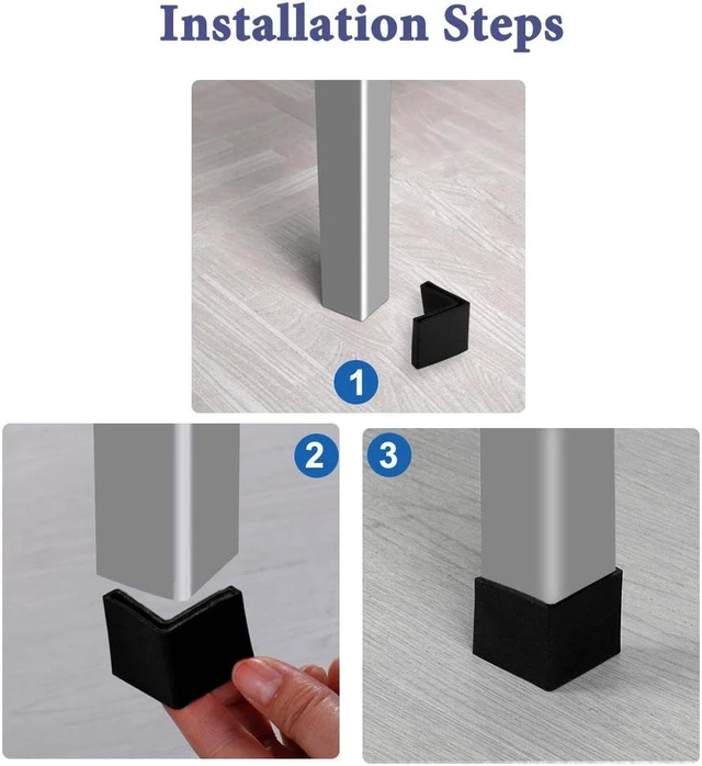 Alt view image 7 of 7 - 30mm x 30mm Angle Iron Foot Pads L Shaped Furniture Leg Caps End Covers Floor Protector Black 8 Pcs
