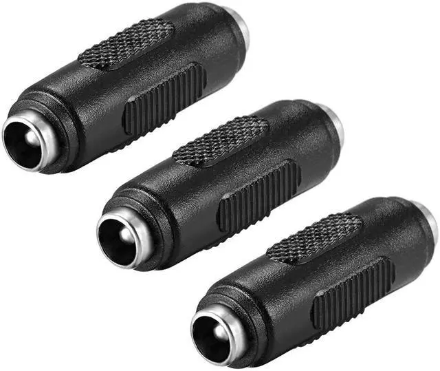 Main image of DC Female to Female Connector 5.5mm x 2.5mm Power Cable Jack Adapter Black 3Pcs