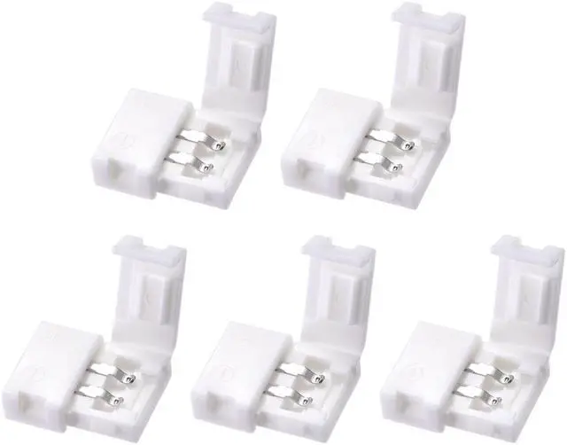 Main image of 8mm 2P LED Strip Connector Solderless for Single Color 3528 2 Conductor Strip Light Strip to Strip 5Pcs