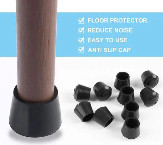 Alt view image 5 of 7 - 8pcs Chair Leg Tips Caps 14mm 9/16 Inch Anti Slip Rubber Furniture Table Feet Cover Floor Protector Reduce Noise Prevent Scratches