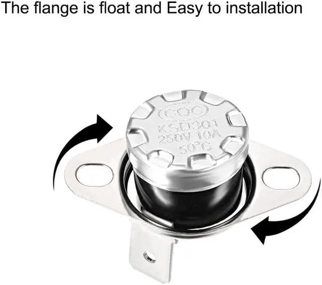 Alt view image 2 of 4 - KSD301 Thermostat, Temperature Control Switch 50°C 10A Normally Open N.O 6.3mm Pin 2pcs