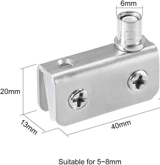 Alt view image 2 of 3 - Glass Hinge Stainless Steel Glass Door Pivot Hinge Glass Clamp Silver Tone 40x13x20mm , 2 Pair