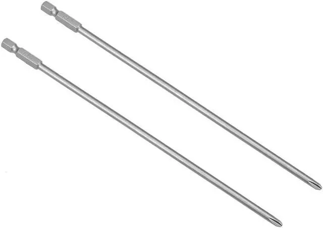 Main image of 2Pcs 1/4-Inch Hex Shank 200mm Length Phillips 4.5PH2 Magnetic Screw Driver S2 Screwdriver Bits