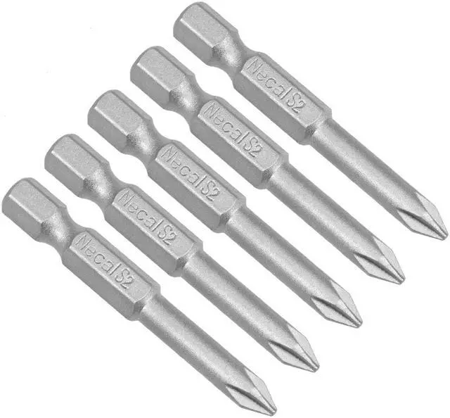 Main image of 5Pcs 1/4-Inch Hex Shank 50mm Length Phillips 5PH1 Magnetic Screw Driver S2 Screwdriver Bits