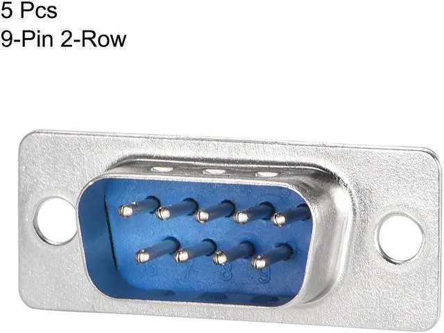 Alt view image 2 of 4 - D-sub Connector Male Plug 9-pin 2-row Port Terminal Breakout Solder Type for Mechanical Equipment CNC Computers Blue Pack of 5