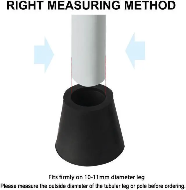 Alt view image 4 of 7 - 8pcs Chair Leg Tips Caps 10mm 3/8 Inch Inner Dia Anti Slip Rubber Furniture Table Feet Cover Floor Protector Reduce Noise Prevent Scratches