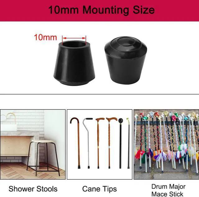 Alt view image 3 of 7 - 8pcs Chair Leg Tips Caps 10mm 3/8 Inch Inner Dia Anti Slip Rubber Furniture Table Feet Cover Floor Protector Reduce Noise Prevent Scratches