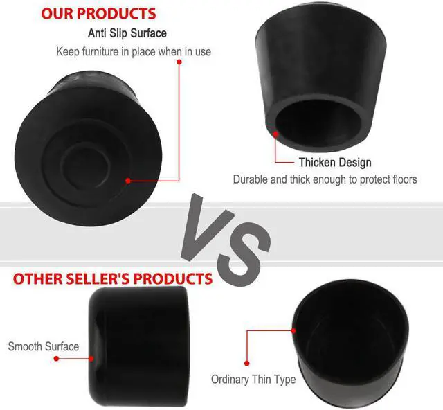 Alt view image 5 of 7 - 8pcs Chair Leg Tips Caps 10mm 3/8 Inch Inner Dia Anti Slip Rubber Furniture Table Feet Cover Floor Protector Reduce Noise Prevent Scratches