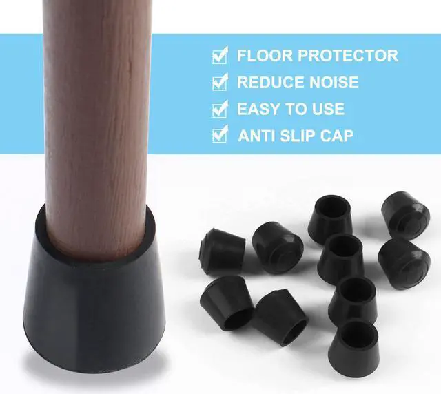 Alt view image 6 of 7 - 8pcs Chair Leg Tips Caps 10mm 3/8 Inch Inner Dia Anti Slip Rubber Furniture Table Feet Cover Floor Protector Reduce Noise Prevent Scratches