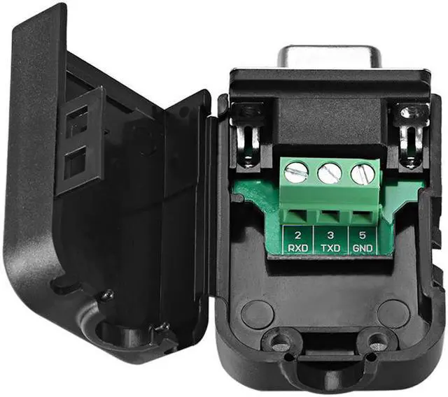 Alt view image 3 of 3 - D-sub DB9 Breakout Board Connector with Case 9 Pin 2-row Female Port Solderless Terminal Block Adapter with Thumb Scews