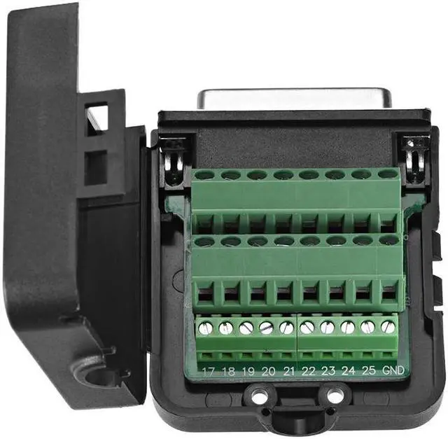 Alt view image 3 of 3 - D-sub DB25 Breakout Board Connector with Case 25 Pin 2-row Female Port Solderless Terminal Block Adapter with Thumb Screws