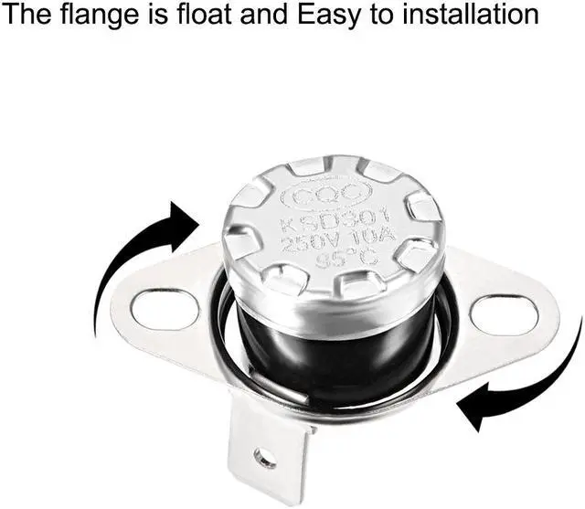 Alt view image 2 of 4 - KSD301 Thermostat, Temperature Control Switch 95°C 10A Normally Closed N.C 2pcs