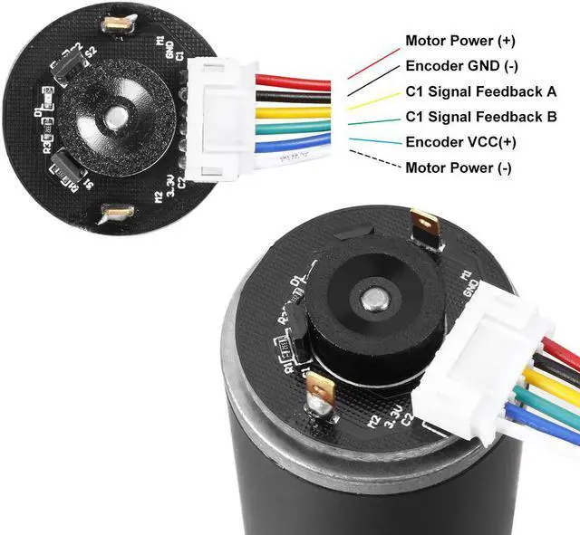 Alt view image 4 of 7 - DC 12V 111RPM 4Kg.cm Self-Locking Worm Gear Motor With Encoder And Cable, High Torque Speed Reduction Motor