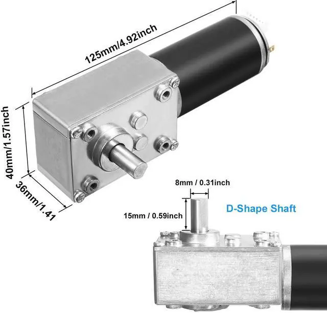 Alt view image 5 of 7 - DC 12V 111RPM 4Kg.cm Self-Locking Worm Gear Motor With Encoder And Cable, High Torque Speed Reduction Motor