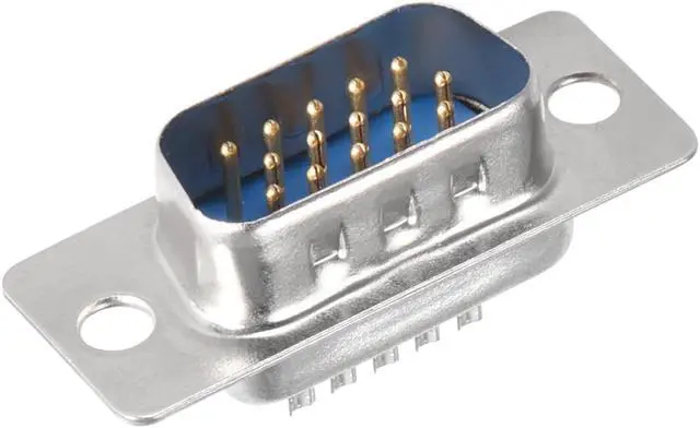 Alt view image 4 of 4 - D-sub Connector Male Plug 15-pin 3-row Port Terminal Breakout for Mechanical Equipment CNC Computers Blue Pack of 20