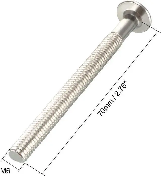 Alt view image 3 of 4 - M6x70mm Hex Socket Head Screws Furniture Bolts 58mm Thread Length 10pcs