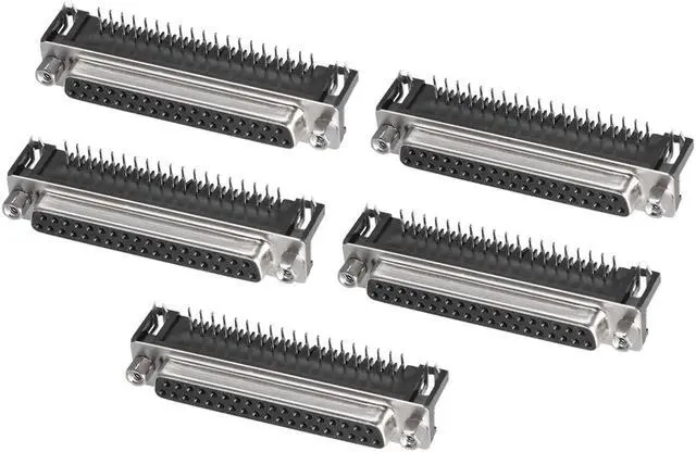 Main image of D-sub Connector Female Socket 37-pin 2-row Right Angle Port Terminal Breakout for Mechanical Equipment Black Pack of 5