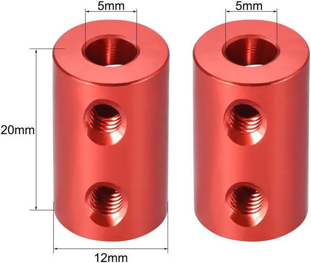 Alt view image 3 of 3 - Shaft Coupling 5mm to 5mm Bore L20xD12 Robot Motor Wheel Rigid Coupler Connector Red 2 Pcs