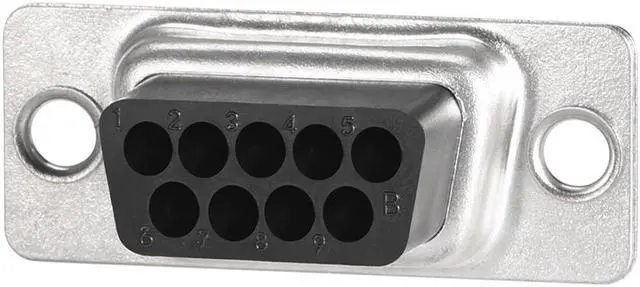 Alt view image 3 of 4 - D-sub Connector Female Socket 9-position 2-row Crimp Style Port Terminal Breakout for Mechanical Equipment Black Packof 5
