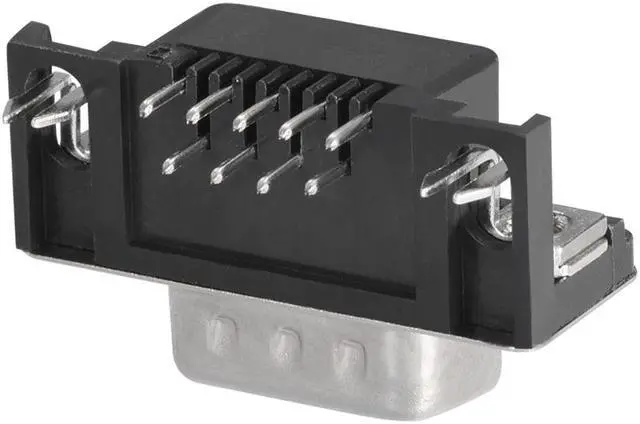Alt view image 3 of 4 - D-sub Connector Male Plug 9-pin 2-row Right Angle Port Terminal Breakout for Mechanical Equipment Black Pack of 5