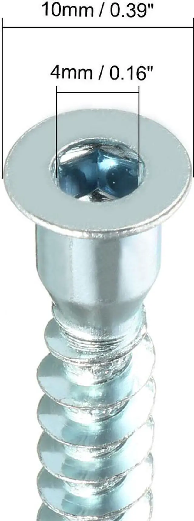 Alt view image 4 of 4 - Furniture Confirmat Screw 7x59mm Hex Socket Cap Zinc Plated 20pcs