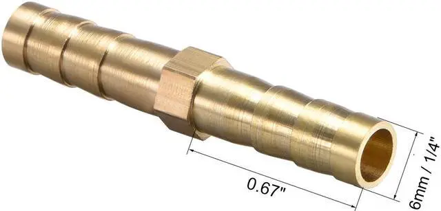 Alt view image 3 of 7 - 6mm or 15/64" ID Brass Hose Barb Fitting Straight Connector Joiner Air Water Fuel Boat