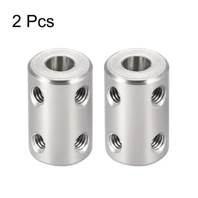Alt view image 2 of 8 - Shaft Coupling 6mm to 6mm Bore L22xD14 Robot Motor Wheel Rigid Coupler Connector Silver Tone 2 Pcs