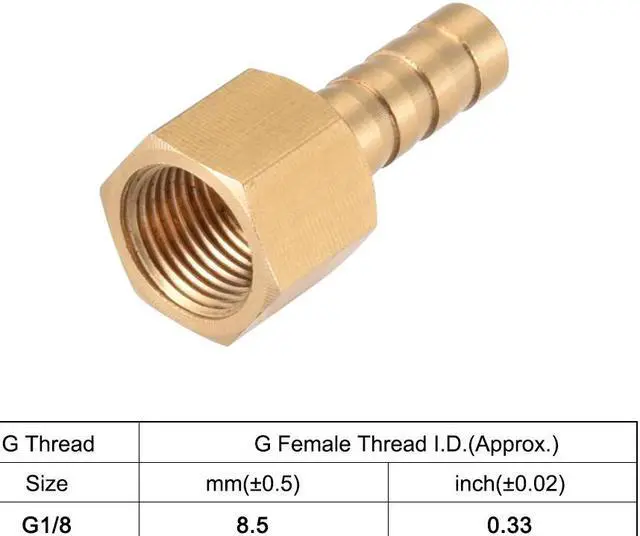 Alt view image 3 of 3 - Brass Barb Hose Fitting Connector Adapter 6mm or 15/64" Barbed x 1/8" G Female Pipe 2pcs