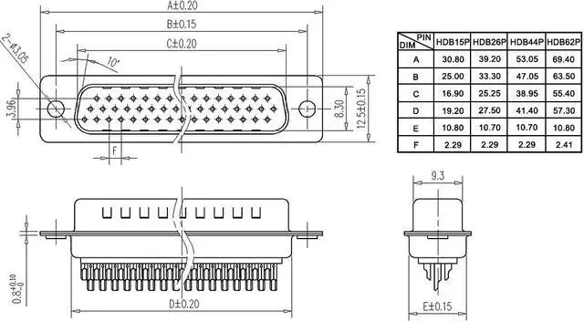Alt view image 4 of 4 - D-sub Connector Male Plug 44-pin 3-row Port Terminal Breakout Solder Type for Mechanical Equipment CNC Computers Black Pack of 1