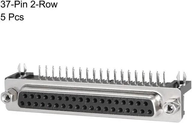Alt view image 2 of 4 - D-sub Connector Female Socket 37-pin 2-row Right Angle Port Terminal Breakout for Mechanical Equipment Black Pack of 5