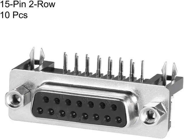 Alt view image 2 of 4 - D-sub Connector Female Socket 15-pin 2-row Right Angle Port Terminal Breakout Solder Type for Mechanical Equipment Black Pack of 10