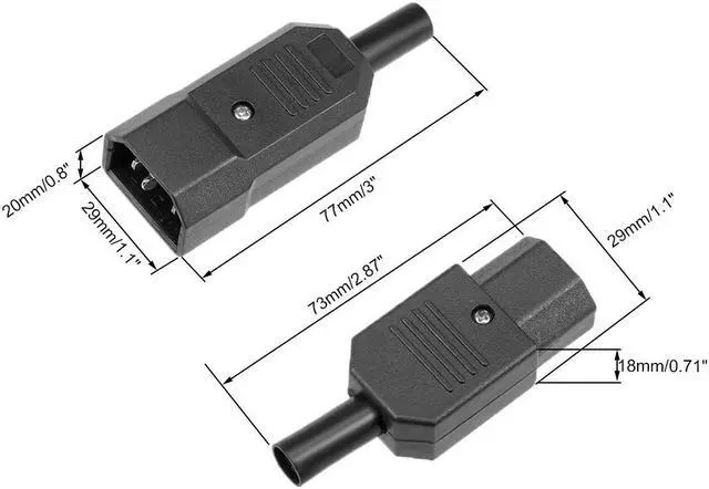 Alt view image 2 of 3 - IEC320 C14 Power Socket C13 Plug Adapter Connector 10A 3Terminals Panel Mount 5 Pairs