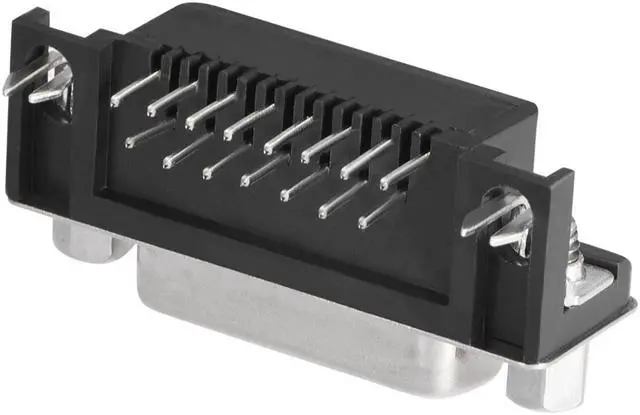 Alt view image 3 of 4 - D-sub Connector Female Socket 15-pin 2-row Right Angle Port Terminal Breakout Solder Type for Mechanical Equipment Black Pack of 5