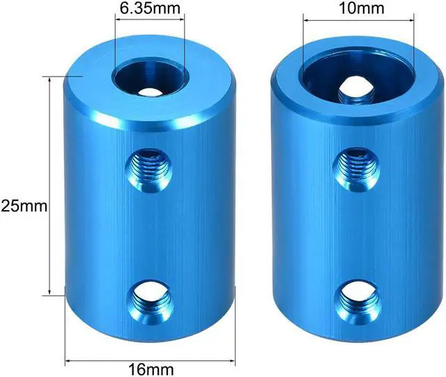 Alt view image 3 of 3 - Shaft Coupling 6.35mm to 10mm Bore L25xD16 Robot Motor Wheel Rigid Coupler Connector Blue 2 PCS