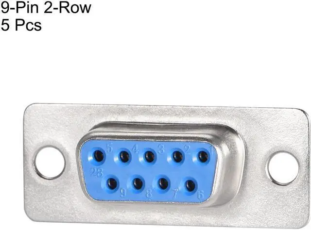 Alt view image 2 of 4 - D-sub Connector DB9 Female Socket 9-pin 2-row Port Terminal Breakout for Mechanical Equipment CNC Computers Blue Pack of 5