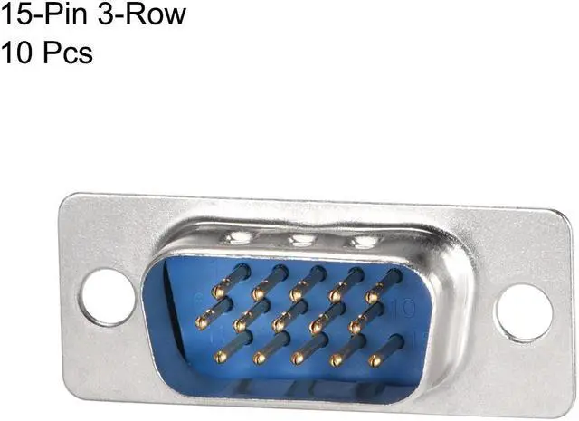 Alt view image 2 of 4 - D-sub Connector Male Plug 15-pin 3-row Port Terminal Breakout for Mechanical Equipment CNC Computers Blue Pack of 10
