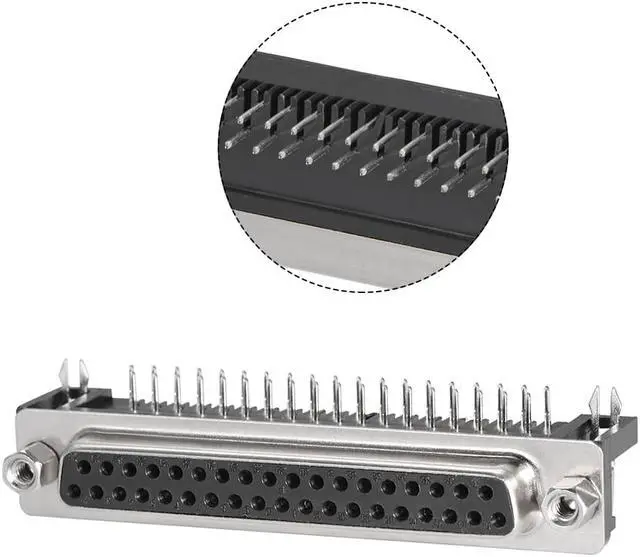 Alt view image 4 of 4 - D-sub Connector Female Socket 37-pin 2-row Right Angle Port Terminal Breakout for Mechanical Equipment Black Pack of 5