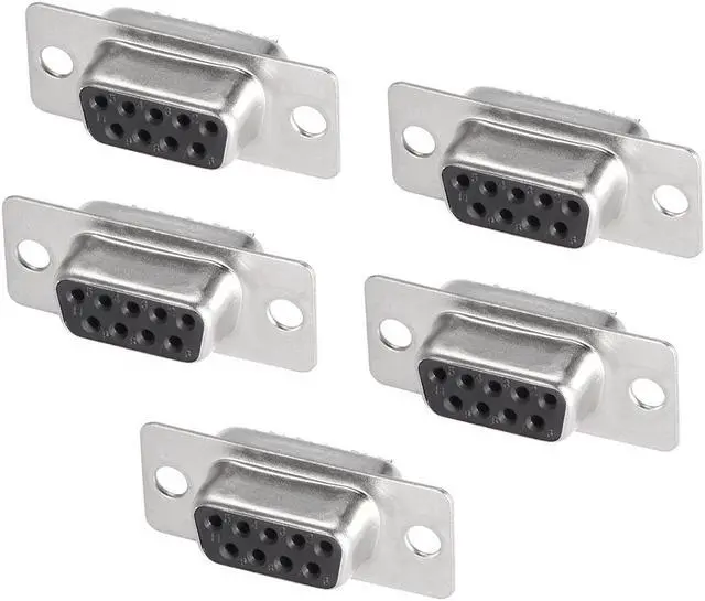 Main image of D-sub Connector DB9 Female Socket 9-pin 2-row Port Terminal Breakout for Mechanical Equipment CNC Computers Black Pack of 5