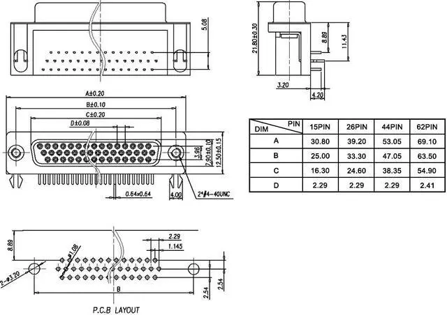 Alt view image 4 of 4 - D-sub Connector Female Socket 15-pin 3-row Right Angle Port Terminal Breakout for Mechanical Equipment Blue Pack of 10
