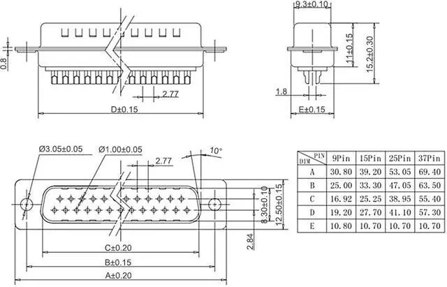 Alt view image 4 of 4 - D-sub Connector Male Plug 15-pin 2-row Port Terminal Breakout Solder Type for Mechanical Equipment CNC Computers Blue Pack of 10