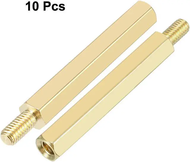 Alt view image 3 of 6 - 10pcs M3 30+6mm Female Male Thread Brass Hex Standoff Spacer Screws PCB Pillar