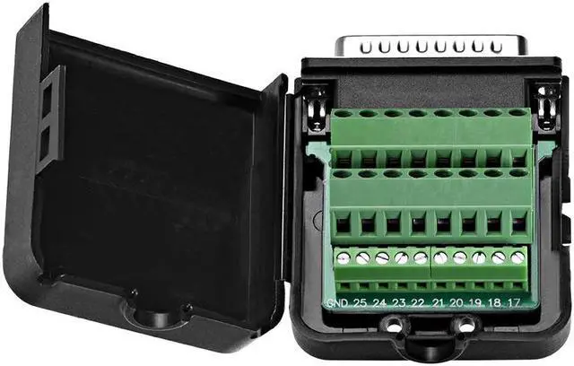 Alt view image 3 of 3 - D-sub DB25 Breakout Board Connector with Case 25 Pin 2-row Male Port Solderless Terminal Block Adapter with Thumb Screws