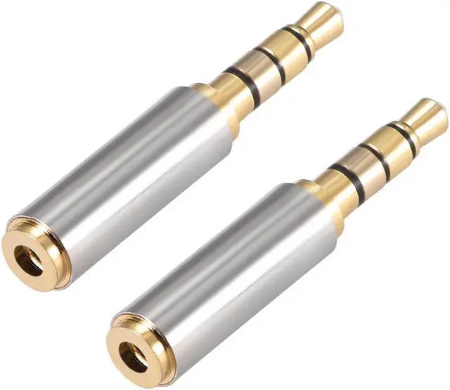 Main image of 3.5mm Stereo 4 Pole Male to 2.5mm Female Connector Audio Video Adapter Coupler Converter Zinc Alloy 2Pcs
