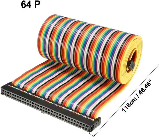 Alt view image 2 of 4 - IDC 64 Pins Wire Flat Rainbow Ribbon Cable 118cm 2.54mm Pitch