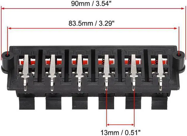 Alt view image 2 of 3 - 2 Row 12 Way Spring Speaker Terminal Clip Push Release Connector Audio Cable Terminals Strip Block WP12-03B 5Pcs