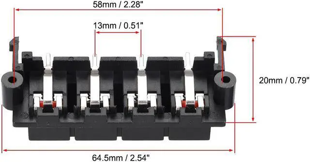 Alt view image 2 of 3 - 4 Way Spring Speaker Terminal Clip Push Release Connector Audio Cable Terminals Strip Block WP4-19 5Pcs