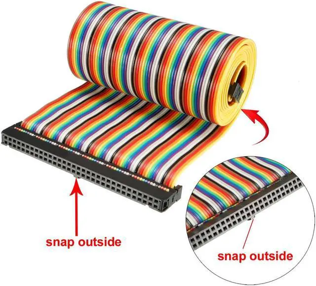 Alt view image 3 of 4 - IDC 64 Pins Wire Flat Rainbow Ribbon Cable 118cm 2.54mm Pitch