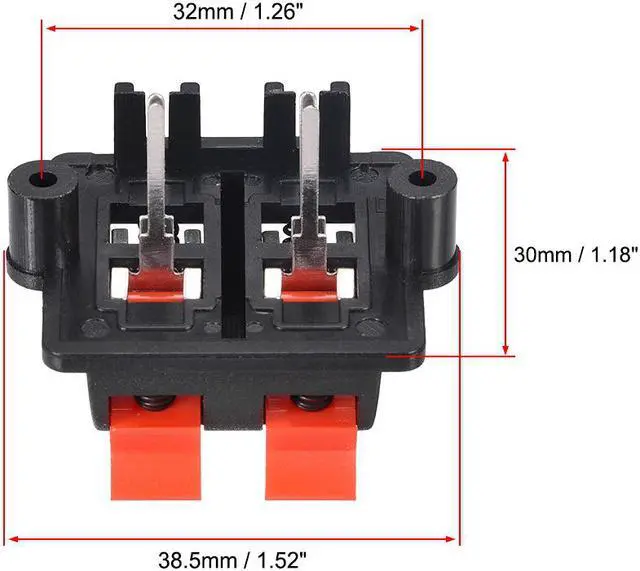 Alt view image 2 of 3 - 2 Row 4 Way Spring Speaker Terminal Clip Push Release Connector Audio Cable Terminals Strip Block WP4-03 5Pcs