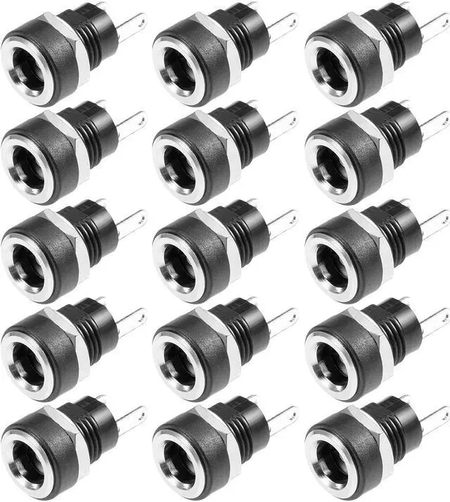 Main image of PCB Mount DC Connector DC022B 5.5mm x 2.1mm 2 Pin Audio Video Socket Black 15Pcs