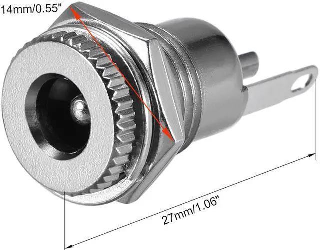 Alt view image 2 of 3 - Panel Mount DC Connector Power Audio Video Socket Female 5.5mm x 2.5mm Silver Tone 5Pcs